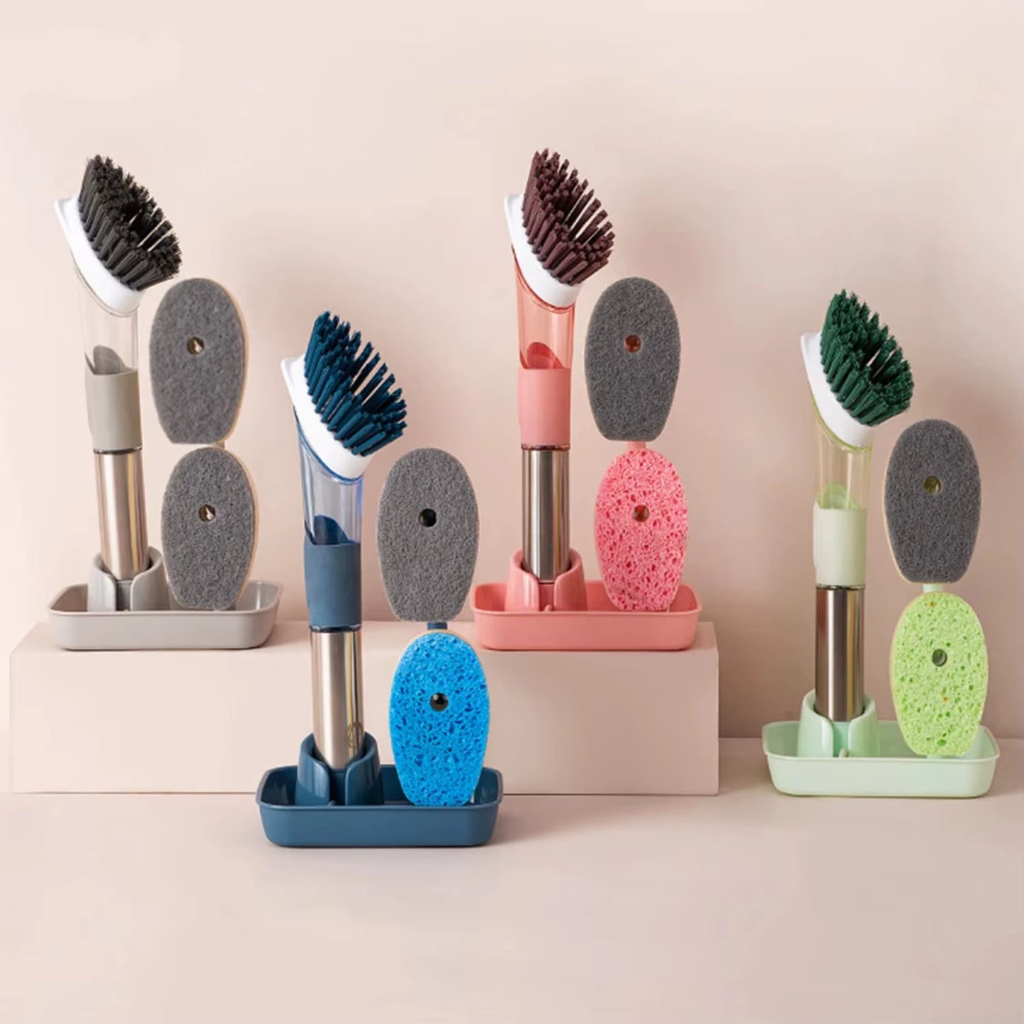 Soap Dispensing Dish Brush Set