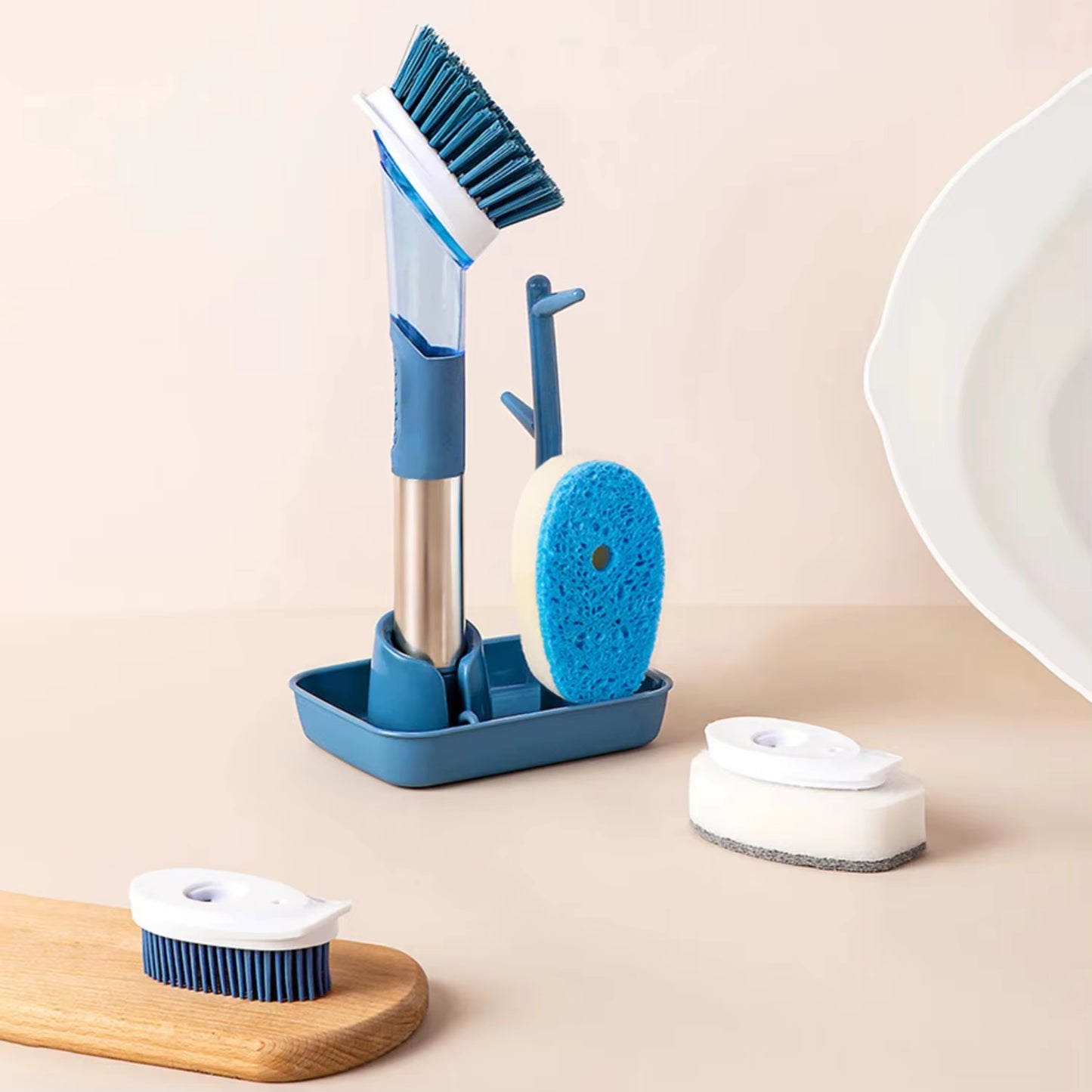 Soap Dispensing Dish Brush Set