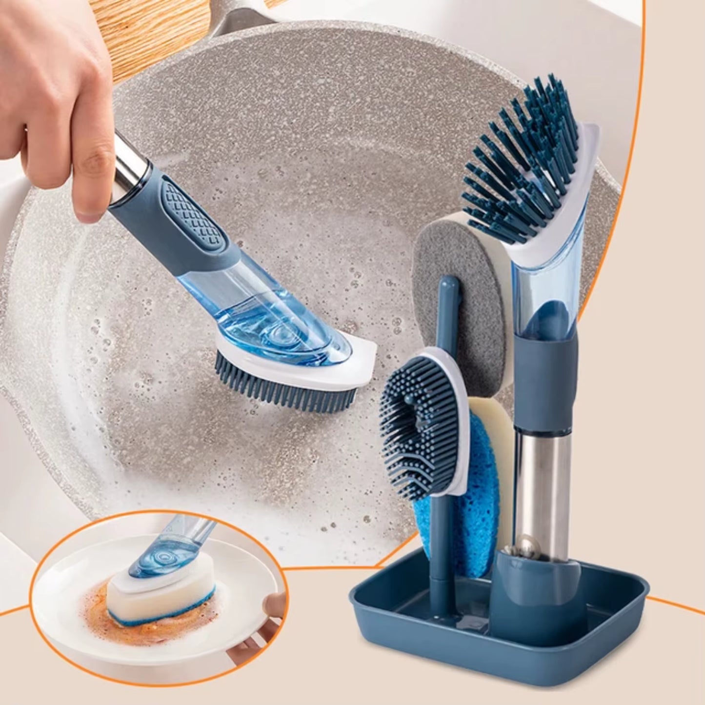 Soap Dispensing Dish Brush Set